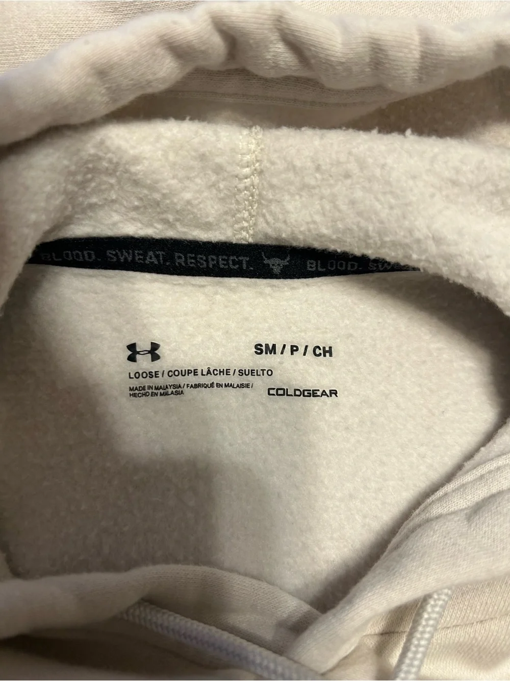 Under Armour Men's Sleeveless Hoodie in Cream with Black Logo